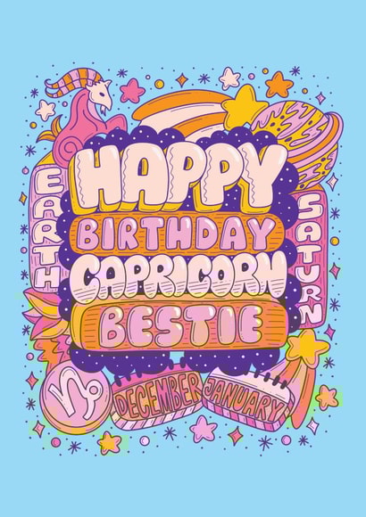 Cute Birthday Card - Capricorn Zodiac Sign created by Harkiran Kalsi