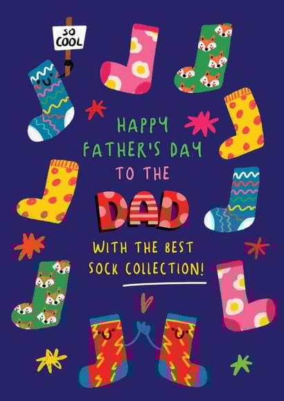 Cute Father's Day Card - Cool Socks - To The Dad With The Coolest Sock Collection created by NICHOLA COWDERY ILLUSTRATIONS