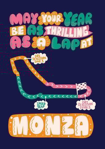 Fun Birthday Card - For Him - Formula 1 Monza created by Harkiran Kalsi