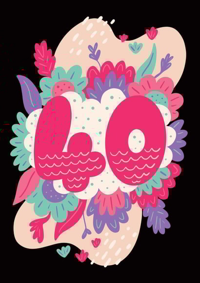 Pretty Birthday Card - 40th Birthday - For Her created by Harkiran Kalsi