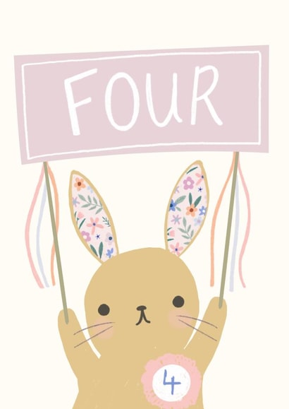 Cute Birthday Card - 4 Today - Bunny Rabbit created by Vicky Carpenter