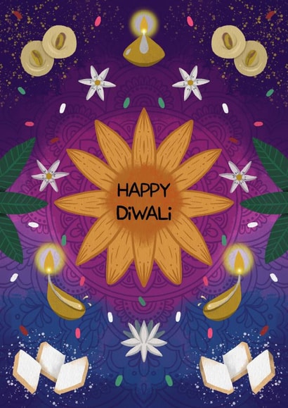 Colourful fun Diwali card for friends or family created by Art by Reebee