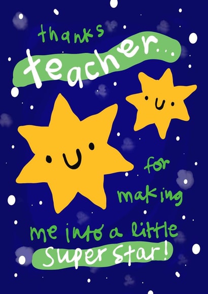 Cute Thank You Teacher Card - Super Stars created by The Playful Indian