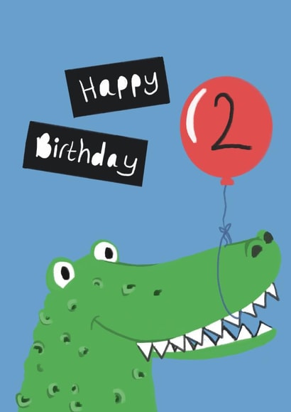 Cute Birthday Card - Age 2 - Crocodile created by Lucy Driver