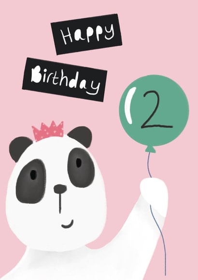 Cute Birthday Card - Age 2 - Panda created by Lucy Driver