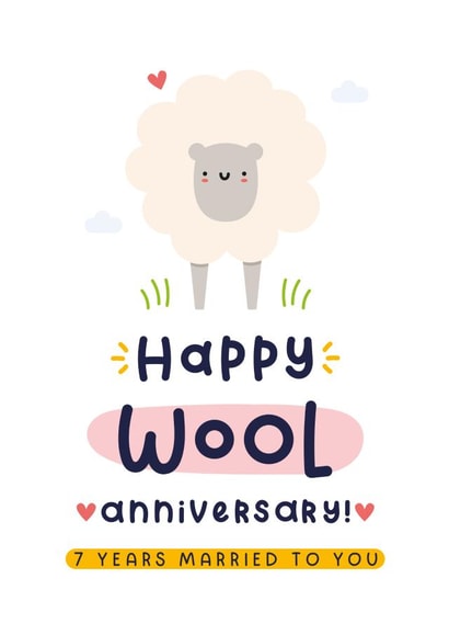 Cute Anniversary Card - 7th Wedding Anniversary - Wool created by Joanne Hawker