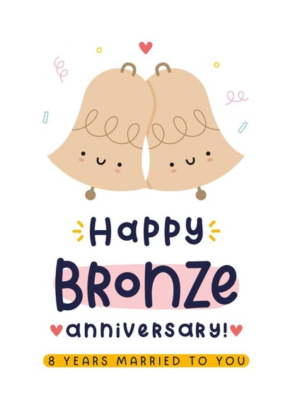 Cute Anniversary Card - 8th Wedding Anniversary - Bronze created by Joanne Hawker