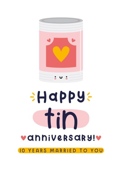 Cute Anniversary Card - 10th Wedding Anniversary - Tin created by Joanne Hawker