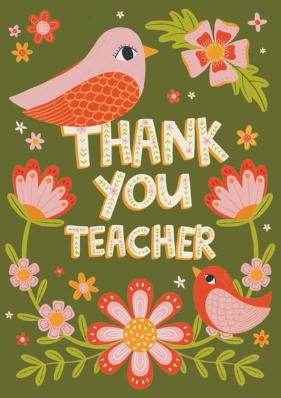 Cute Thank You Card - Teacher - Folk created by Hollie McManus Illustration