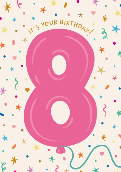 Pretty Birthday Card - 8th - Big Balloon created by The Pattern Press