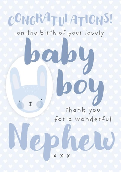 Cute New Baby Card - Baby Boy - Nephew created by Juniper and Rose Studio