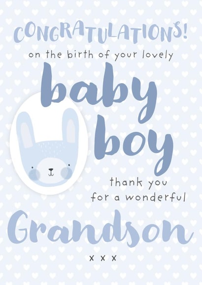 Cute New Baby Card - Baby Boy - Grandson created by Juniper and Rose Studio