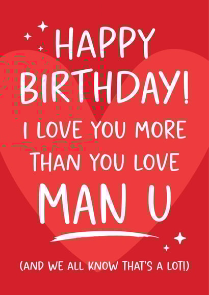 Funny Birthday Card - Manchester United Football Club - For Him created by Tiger Feet Creations