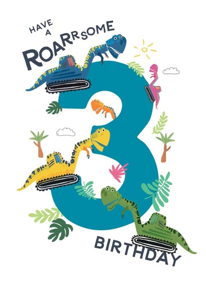 Cute Birthday Card - 3rd - Dino Diggers created by Paper Pigeon Creative
