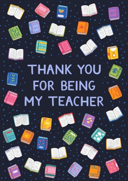 Pretty Thank You Card - Teacher - Books created by Pear Tree Press