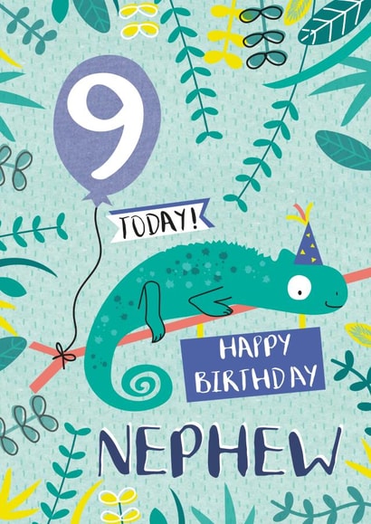 Cute 9th Birthday Card - Lizard - Nephew created by Juniper and Rose Studio