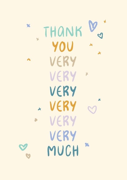 Cute Thank You Card - Pretty Typographic created by Rebecca Prinn