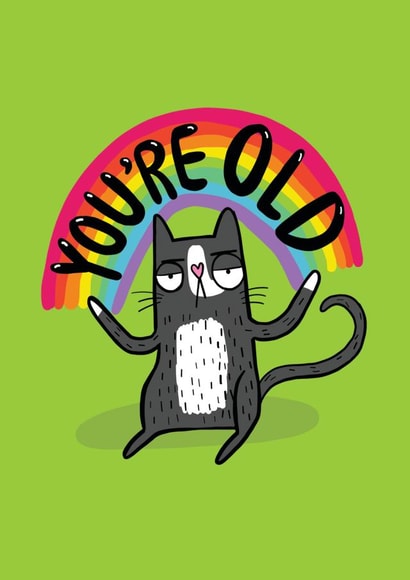 You're Old - Cheeky Birthday Card - Grumpy Cat created by Katie Abey