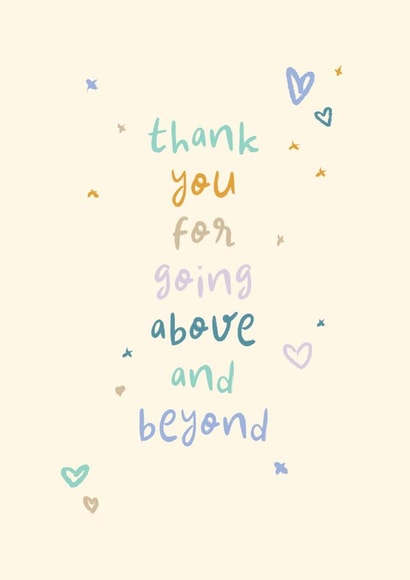Cute Thank You Card - Above and Beyond created by Rebecca Prinn
