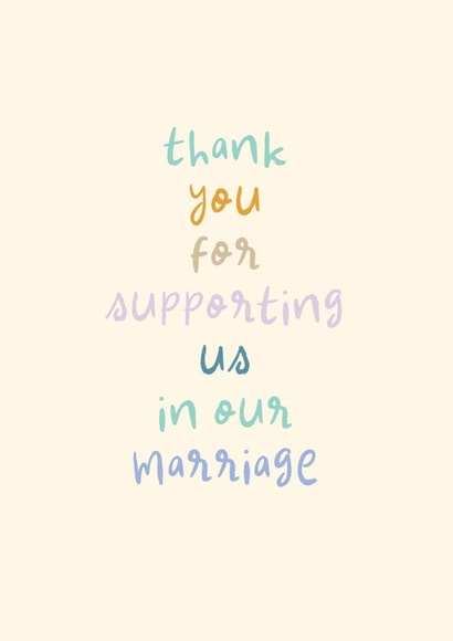 Typographic Thank You Card - Supporting Us in Our Marriage created by Rebecca Prinn