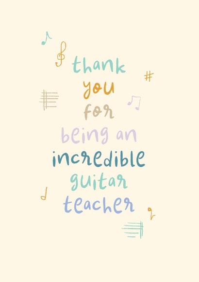 Cute Thank You Card - Incredible Guitar Teacher created by Rebecca Prinn