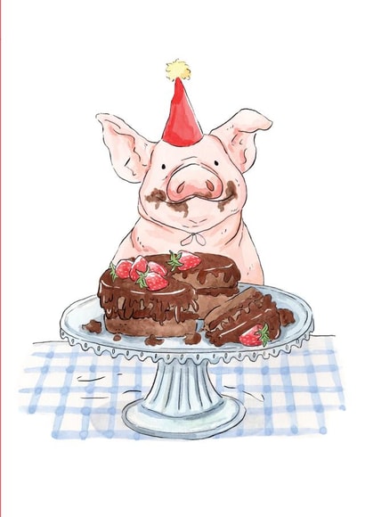 Cute Birthday Card - Birthday Pig - Party Animal created by Frankie Norman