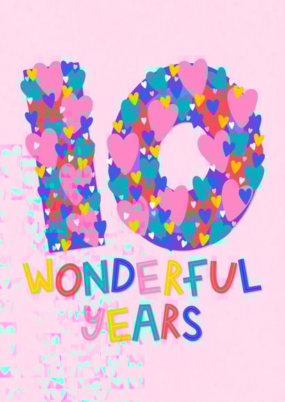 10th Anniversary Card - Ten Years Together - Anniversary Card - For Wife Husband created by Ludicrous Prints