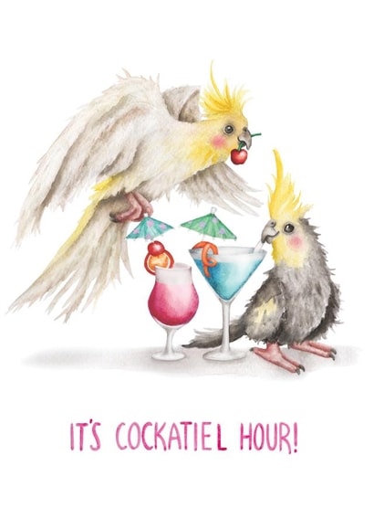Funny Birthday Card - It's Cockatiel Hour! created by Citrus Bunn