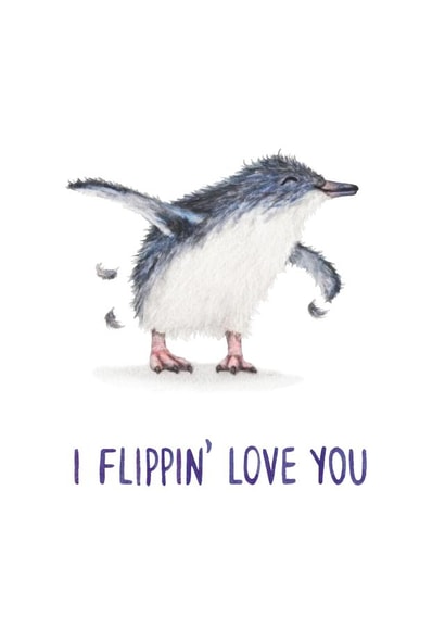 Cute Anniversary Card - Penguin - Flippin' Love You created by Citrus Bunn