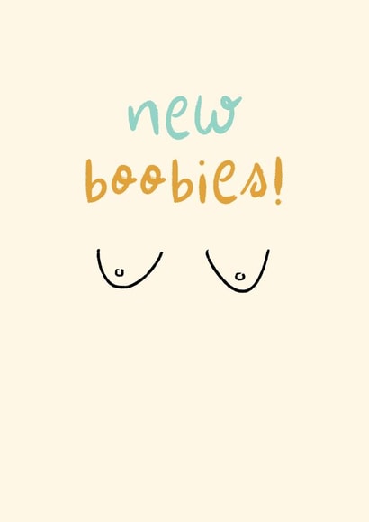 Fun Congratuations Card - New Boobies - Doodle Illustration created by Rebecca Prinn