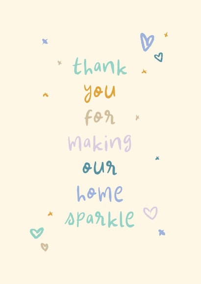Cute Thank You Card - Making Our Home Sparkle - Cleaner created by Rebecca Prinn
