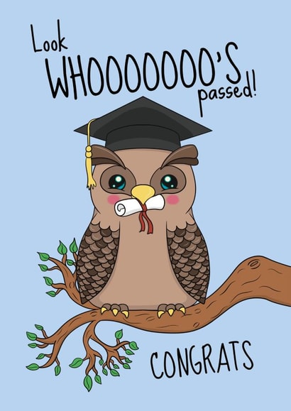 Cute Graduation Card - Look Who's Passed - Owl created by @Cupsie's Creations