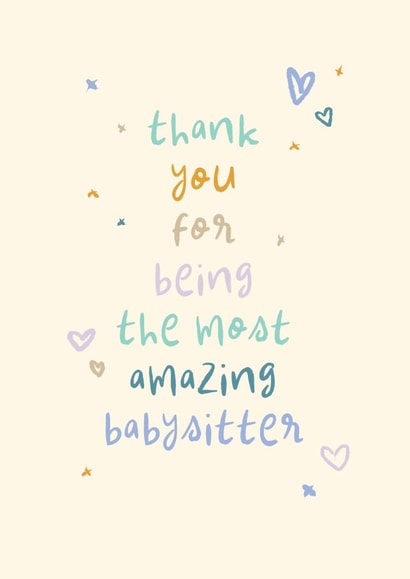 Cute Thank You Card - The Most Amazing Babysitter created by Rebecca Prinn