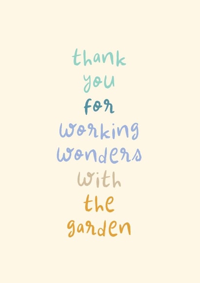 Cute Thank You Card - Working Wonders With The Garden - Gardener created by Rebecca Prinn