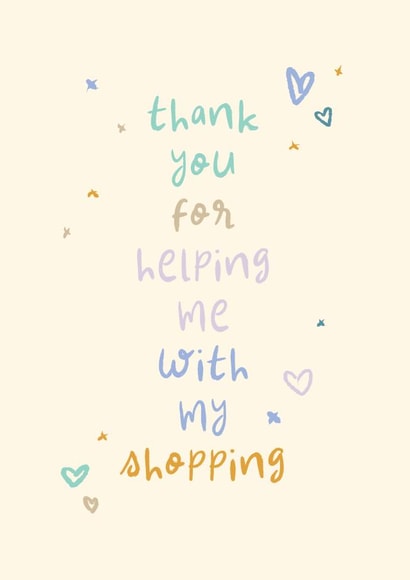 Cute Thank You Card - Helping Me With My Shopping - Carer created by Rebecca Prinn