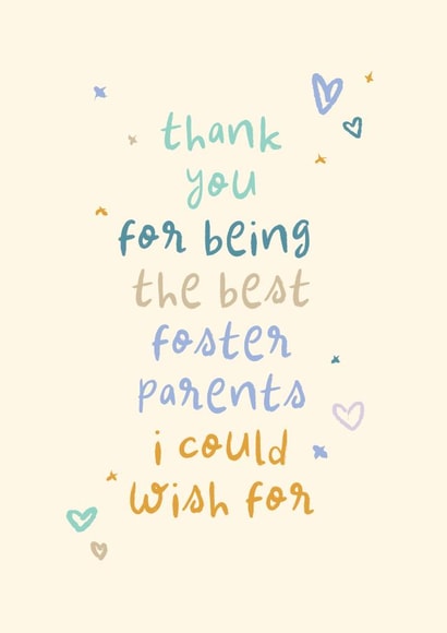 Cute Thank You Card - The Best Foster Parents I Could Wish For created by Rebecca Prinn