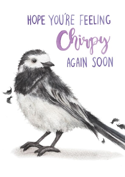 Hope you Feel Chirpy Again Soon - Pied Wagtail - Cute Get Well Soon Card created by Citrus Bunn