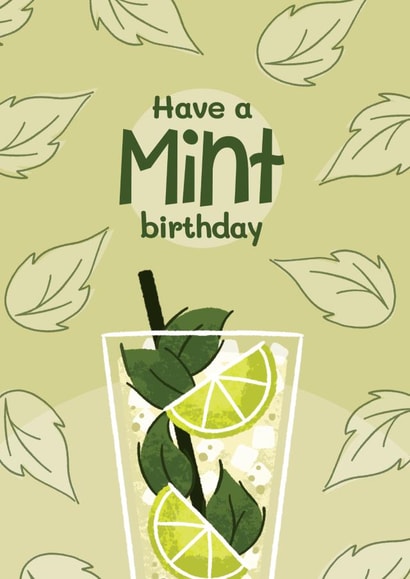 Fun Birthday Card - Mojito Cocktail - Mint Pun created by Bev O'Connor || @oconnordesign