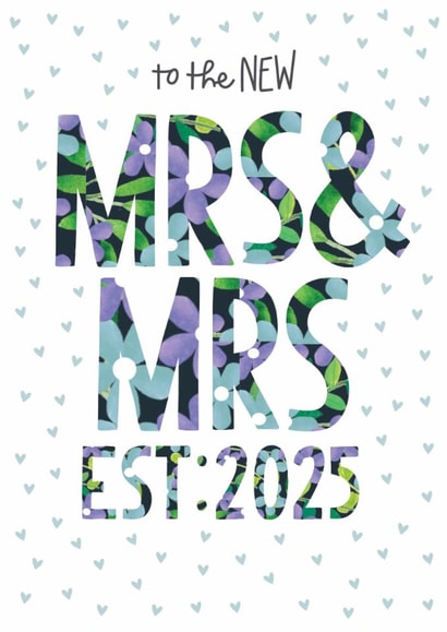 Classic Wedding Card - Mrs & Mrs - Est 2025 created by The Boy and the Bear