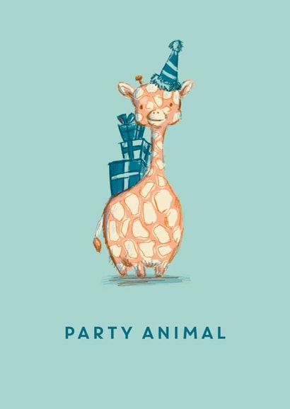 Cute Birthday Card - Giraffe - Party Animal created by @doublepea_designs