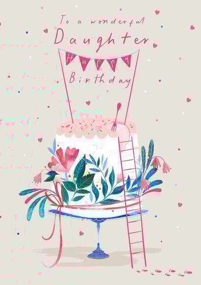Classic Birthday Card - For Daughter - Pretty Cake created by IC&G