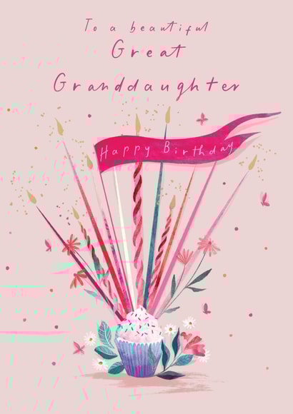 Classic Birthday Card - For Great Granddaughter - Cake & Candles created by IC&G