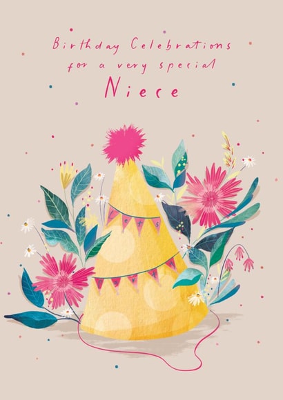 Classic Birthday Card - For Niece - Party Hat | thortful