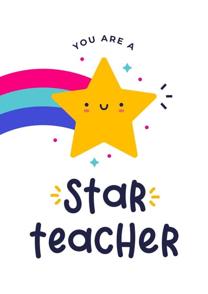 Thank You Teacher Appreciation Card - Star Teacher created by Joanne Hawker