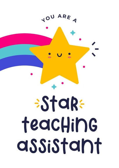 Teaching Assistant Thank You Card - Appreciation Card - You are a star created by Joanne Hawker