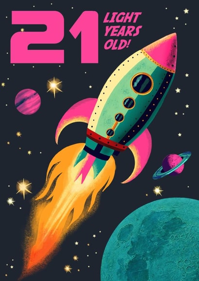 Cool 21st Birthday Card - For Him - Sci Fi Space Rocket created by Rocket68