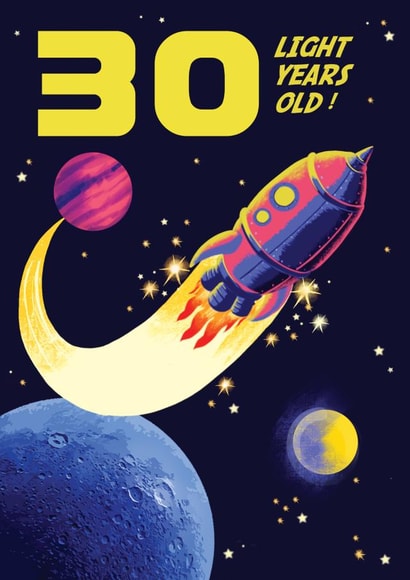 Cool 30th Birthday Card - Retro Sci Fi - Rocket created by Rocket68
