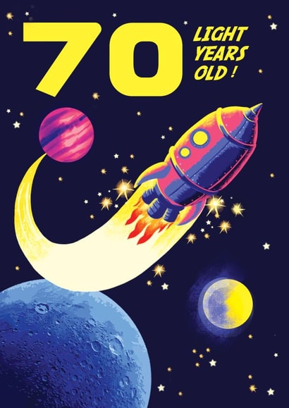 Retro 70th Birthday Card - Spaceship created by Rocket68