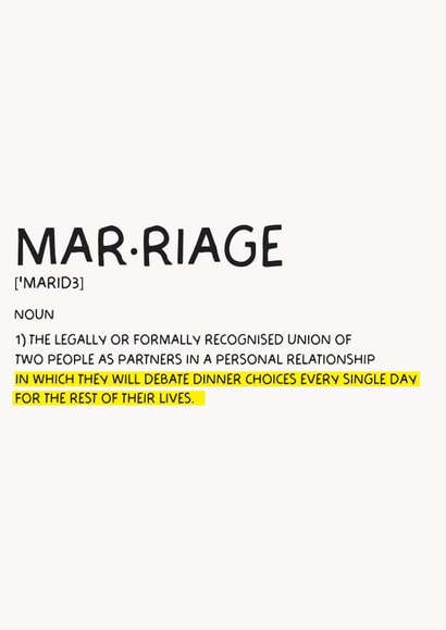 Funny Anniversary Card - The Definition of Marriage created by Puns and Needles