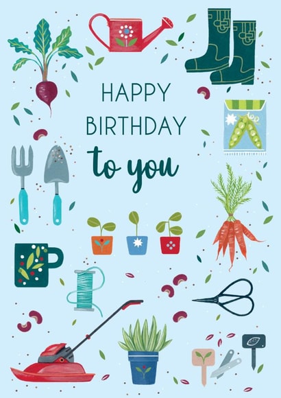 Cute Birthday Card - Gardening Tools created by IC&G